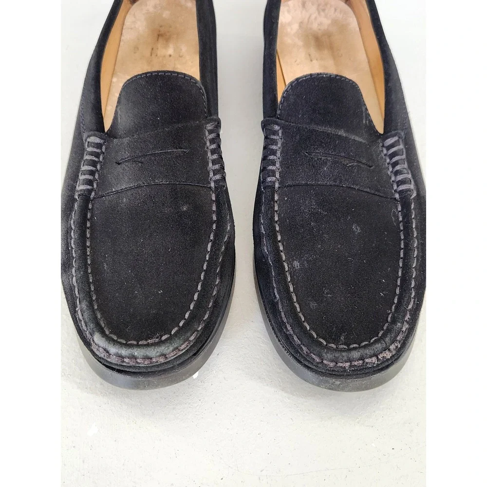 Tod's Penny Loafers Women EU 39 US 8.5 Black Suede Gomma Heel Italy Quiet Luxury